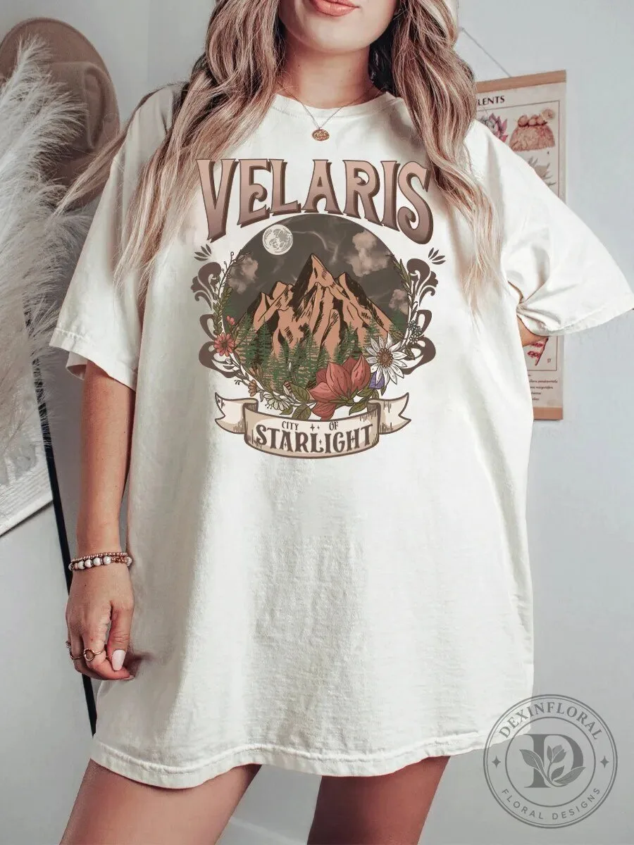 Velaris City Of Starlight Vintage Mountains And Flowers Graphic T-Shirt